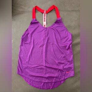 Nike Dri-FIT One Elastika Purple Tank with Red Racerback